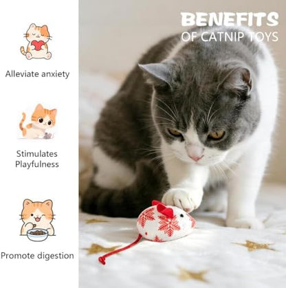 Catnip Mouse Toys for Cats,5 Pack Plush Mice Toys for Indoor Cats - Image 3