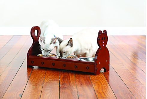 Wood Multi Cat Feeder (Brown) by Unknown