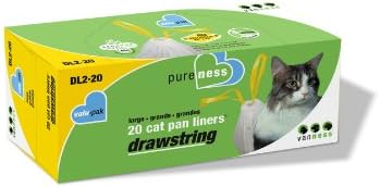Van Ness Pets Drawstring Cat Litter Box Liners, Unscented, Large Size, 36” x 18”, 20 Count by VanNessPets