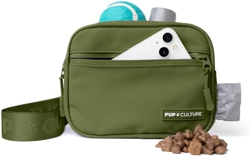 Pup Culture Dog Treat Pouch with Poop Bag Dispenser and Removable Treat Pouch | Cross Body Dog Walking Bag | The Perfect Puppy Training Tool and Even Better Gift by PupCulture
