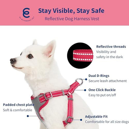 Blueberry Pet Pastel Colored Reflective Dog Harness with Seatbelt Clip – Adjustable No-Pull Pet Vest for Walking and Car Safety, Small Size in Very Berry - Image 3