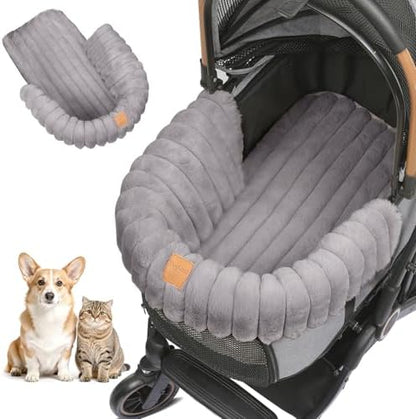 GTPLAYER Pet Stroller Mat, Plush Quilted Dog & Cat Stroller Liner Pad, Soft Flat Pad for Comfort and Stroller Protection for Outdoor Walks and Travel Comfort, Grey by GTPLAYER