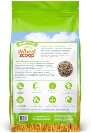 sWheat Scoop Natural Wheat Multi-Cat Litter, Superior Clumping with Odor Neutralizing Enzymes, 25 Pound Bag - Image 2
