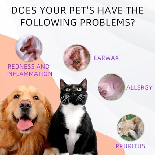 Pets Ear Cleaner for Dogs & Cats, Alleviate Infections, Deodorizing and Itchy, Clean Wax, Mild and Non-irritating, Care for Pet, with 20 Cotton Swabs, 4 fl oz - Image 3