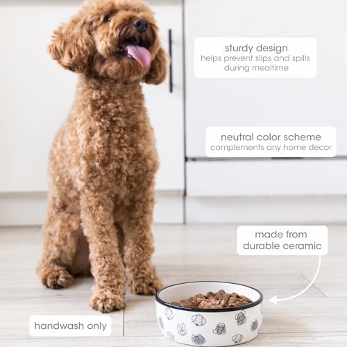 Pearhead Ceramic Dog Faces Dog Bowl, Small/Medium 2.25 Cups/ 18 oz - Image 2