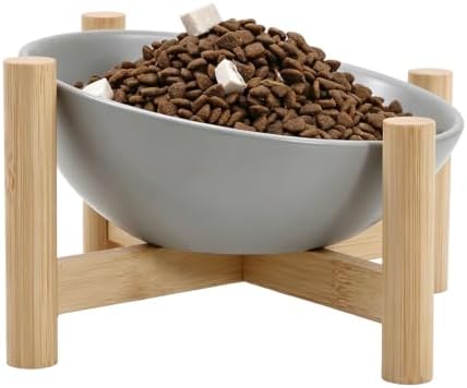 15° Slanted Rim Ceramic Cat Bowl, Anti-Spill for Small Cats by Unknown
