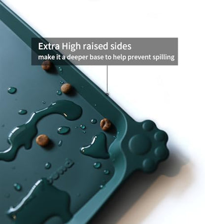 Hoki Found Large Silicone Pet Food Mats - Non Slip Dog Cat Bowl Placemats - Waterproof Dog Cat Food Mats - Dark Cedar - Image 2