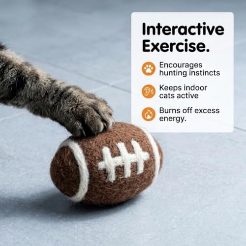 Glaciart One Sports Wool Balls for Cats – 5 Pcs with Catnip Pouch - Soft Fuzzy Enrichment 100% Natural Felt Cat Toy - Interactive Play Cat Toy Set - Safe for Pets, Non-AZO Colored Dyes – 1.6” - Image 6