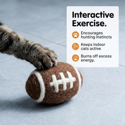 Glaciart One Sports Wool Balls for Cats – 5 Pcs with Catnip Pouch - Soft Fuzzy Enrichment 100% Natural Felt Cat Toy - Interactive Play Cat Toy Set - Safe for Pets, Non-AZO Colored Dyes – 1.6” - Image 6