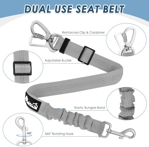 SlowTon Dog Seatbelt, 2 Pack Adjustable Heavy Duty Dog Safety Seat Belt - Image 4