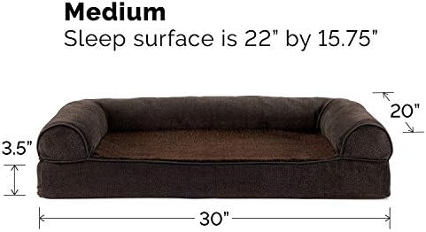 FurHaven Soft, Orthopedic Foam Sofa Dog Bed with Washable & Removable Cover - Sherpa/Chenille - Coffee, Dogs Up to 35 lbs - Medium - Image 6