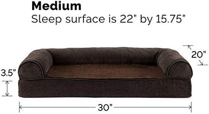 FurHaven Soft, Orthopedic Foam Sofa Dog Bed with Washable & Removable Cover - Sherpa/Chenille - Coffee, Dogs Up to 35 lbs - Medium - Image 6