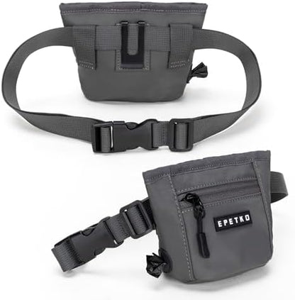 Dog Treat Pouch, Powerful Magnet Closure Device Dog Training Treat Bag Large Capacity Pet Treat Pouch with Poop Bag Dispenser Treat Bag for Dog Training with Metal Waistband Clip (Deep Gray) - Image 2