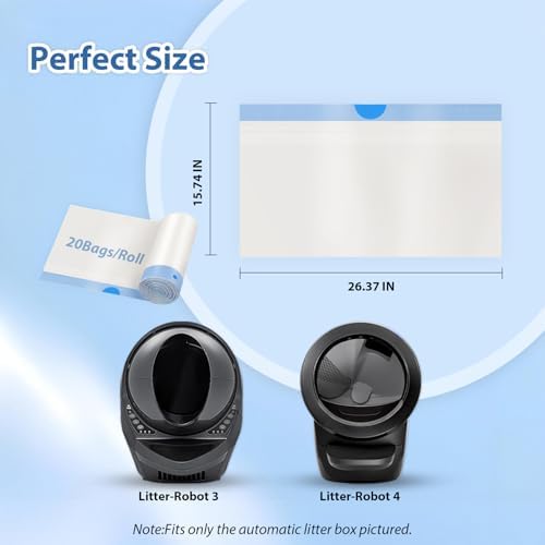 120 Count Drawstring Cat Litter Bags Compatible with Litter Robot 4 & 3,Thick Automatic & Self Cleaning Cat Litter Box Liners,Tear-Resistant Waste bags,Heavy Duty,Leak-Proof - Image 2