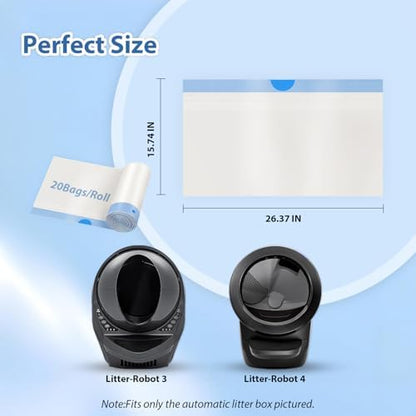 120 Count Drawstring Cat Litter Bags Compatible with Litter Robot 4 & 3,Thick Automatic & Self Cleaning Cat Litter Box Liners,Tear-Resistant Waste bags,Heavy Duty,Leak-Proof - Image 2