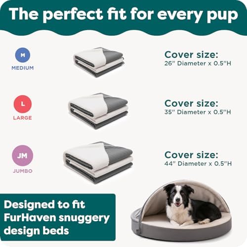 FurHaven Replacement Dog Bed Cover for Memory Foam & Cooling Gel Beds, Machine Washable, Medium (26 inch), Sherpa & Suede Snuggery, Gray - Image 6