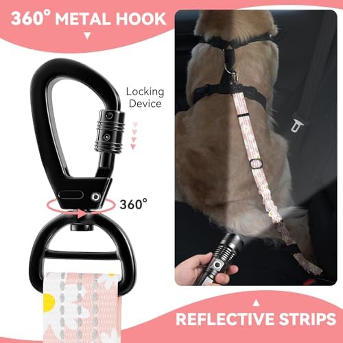 Pawaboo 2Pack Dog Car Seatbelt, 3-in-1 Dog Tether with Buckle & Hook Latch - Image 2