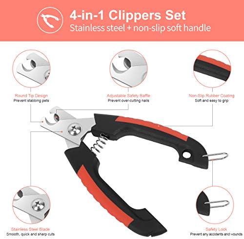 Dog Nail Clippers Trimmer Set, Quick Safety Guard to Avoid Over-Cutting, Stainless Steel Razor Sharp Blades, Sturdy Non-Slip Handles, Storage Case and Nail File, Professional Pet Grooming - Image 3