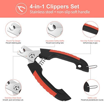 Dog Nail Clippers Trimmer Set, Quick Safety Guard to Avoid Over-Cutting, Stainless Steel Razor Sharp Blades, Sturdy Non-Slip Handles, Storage Case and Nail File, Professional Pet Grooming - Image 3