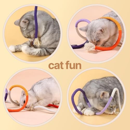 YUDANSI Catnip Toys for Indoor Cats, Snaky Rope Toys with Gall Fruit for Cat Playing Chewing Teeth-Cleaning, Interactive Cat Chew Toy in Assorted Colors for Teething Pets, 3Pcs, No-Squeaky - Image 5