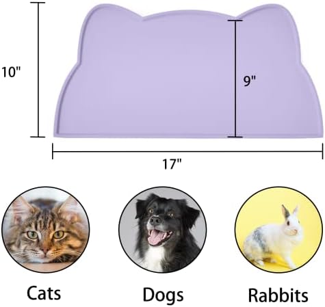 Cat Food Mat, Silicone Non Slip Dog Bowl Mat Waterproof Cat Feeding Mat Stop Food Spills and Water Messes Out to Floor Pet Food Mat (Periwinkle Blue, 17" x 10") - Image 2