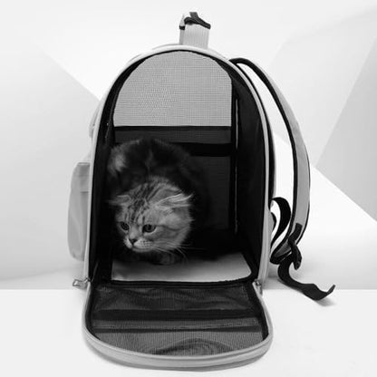 Cat &Dog Carrier Backpack, Pet Carrier with Transparent Window& Breathable Mesh Backpack for Small Dogs & Medium Cats Up to 15 Lbs, for Traveling, Hiking, Camping (Grey) - Image 5