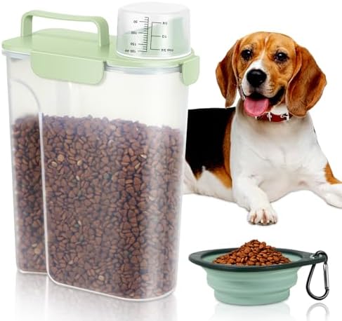 5 Lbs Pet Dog Food Storage Container for Travel Bird Seed Dispenser - Green by TBMAXS