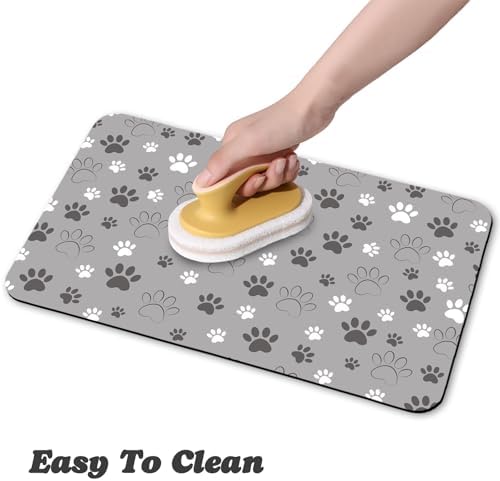 Dog Food Mat, Absorbent Water Bowl Mats Cat Pet Feeding Placemats Light Gray 20 * 12 inch - Image 4