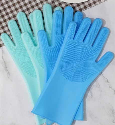 Pet Grooming Gloves Silicone Gloves with High-Density Teeth Enhanced Five Finger Design for Dogs Cats Bathing Massaging (Blue) - Image 4