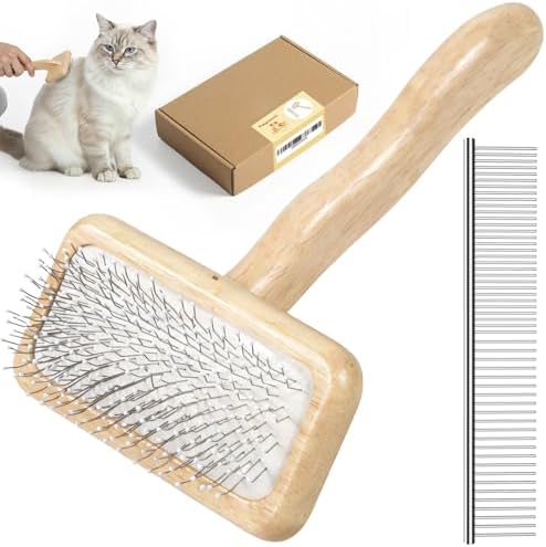 Pet Brush & Comb for Shedding and Grooming, Dog Brush for Long and Short Haired Dogs, Deshedding Tool Removes Undercoat Tangles & Loose Fur by Unknown