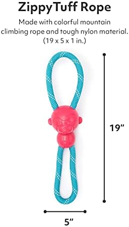 ZippyPaws - RopeTugz Pink Aggressive Chewers Dog Toy - Durable Rope, Squeaky Chew Toy, Perfect for Tug of War, Suitable for Small, Medium, and Large Breeds - Machine Washable - Image 2