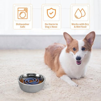 Slow Feeder Dog Bowls Insert, Bestalk Soft Silicone Slow Eating Feeder Insert with Suction Cups for Small, Medium and Large Dogs, Fit into Basic and Elevated Dog Bowls, Dark Blue - Image 5