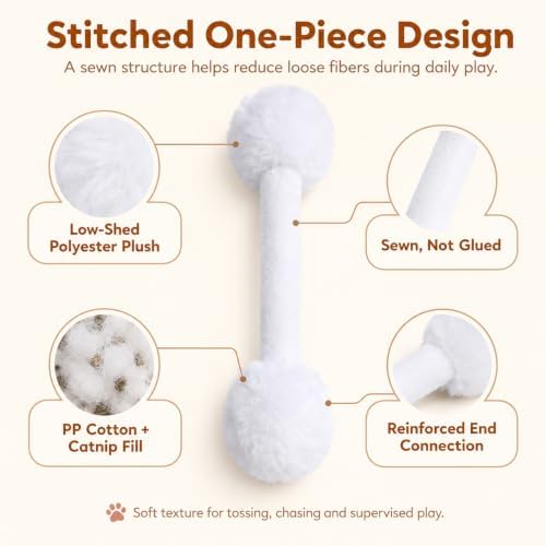 6-Inch Swab Catnip Toys, 6-Pack, No-Glue Fully Stitched Plush Kicker Toys, One-Piece Polyester Outer with PP Cotton Filling for Indoor Cats - Image 3