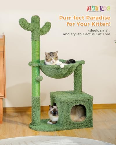 MUTTROS 40" Cactus Cat Tree with Hammock, Condo & Sisal Post, Green - Image 2