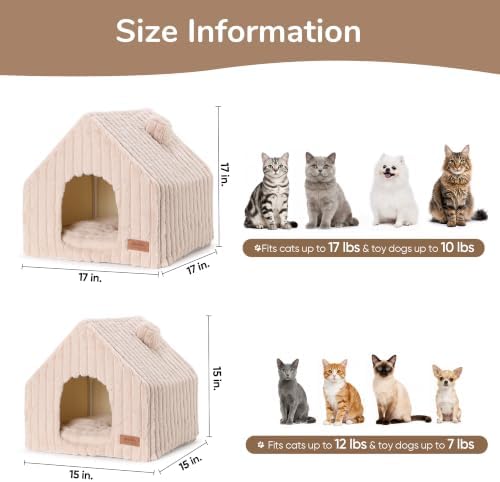 FUKUMARU Cat Bed Cave, Enclosed Washable Covered Dog Bed with Support Frame - Image 5