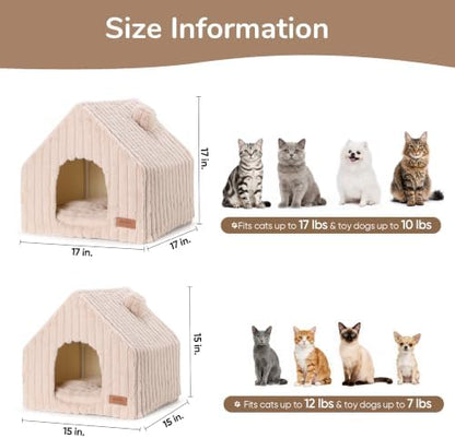 FUKUMARU Cat Bed Cave, Enclosed Washable Covered Dog Bed with Support Frame - Image 5
