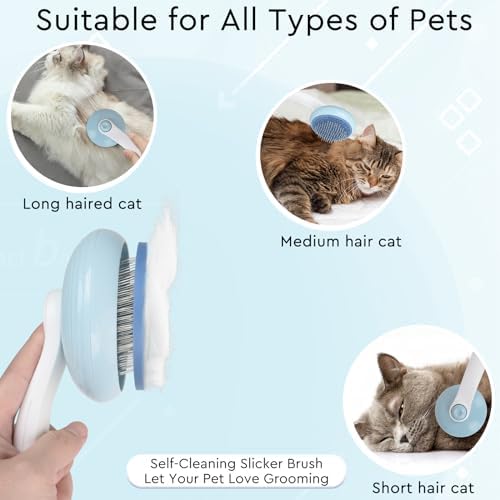 Cat Grooming Glove Brush, Self-Cleaning Slicker Pet Brush - Image 2