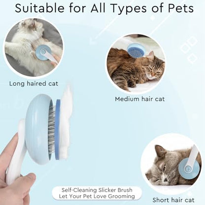 Cat Grooming Glove Brush, Self-Cleaning Slicker Pet Brush - Image 2