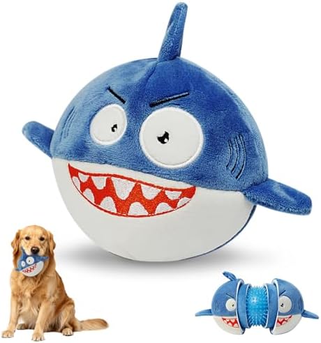 XIAPIA 3-in-1 Plush Shark Squeaky Dog Toys for Aggressive Chewers by XIAPIA
