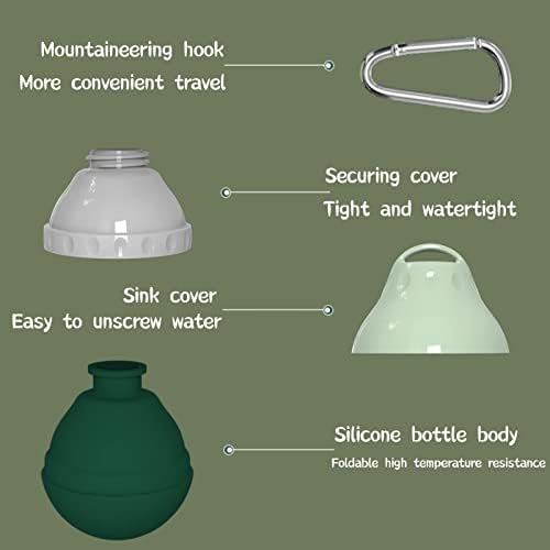 Dog Travel Water Bottle Detachable Bowl Leak Proof Portable ，Silicone Bottle Body，Collapsible and Suitable for Small Pets for Outdoor Walking, Hiking, Travel (Green2, 200ml2) - Image 6