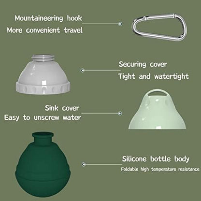 Dog Travel Water Bottle Detachable Bowl Leak Proof Portable ，Silicone Bottle Body，Collapsible and Suitable for Small Pets for Outdoor Walking, Hiking, Travel (Green2, 200ml2) - Image 6