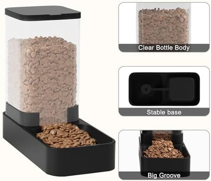 Automatic Cat Feeder and Water Dispenser in Set with Pet Food Bowl,Gravity Dog Waterer and Food Feeder for Small Medium Dog Cat Puppy Kitten Large Capacity(3.3L,Black) - Image 4