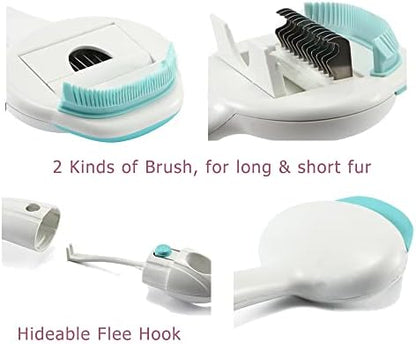 Pet Cat Dog Brush Comb Grooming Tool 3 in 1 Knot Opener Tangle Remover Slicker Brush Groomer Green - Image 3