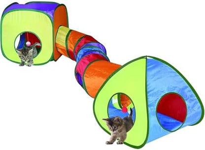 GONPETGP Cat Tunnel and Cubes Combo, Indoor Cat Tunnels with Play Ball, Interactive Crinkle Collapsible Tent and Cubes, All in One Set of 3 by GONPETGP