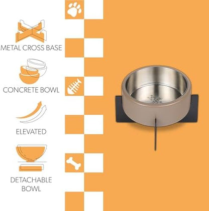 Ripple Ridge 16oz (2 Cups) Small/Medium Slanted Pet Feeder with Weighted Concrete Base and Removable Stainless Steel Bowl, Non-Slip Dishwasher Safe for Dogs, Cats, Pink DBL3001A - Image 4