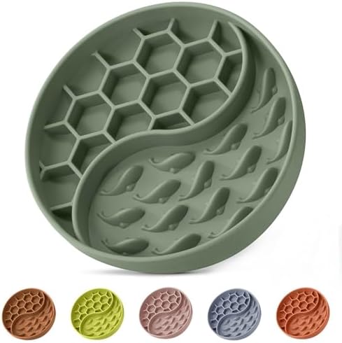 Slow Feeder Dog Bowl, Pet Puzzle Dish w/Suction Cup, Small Medium by ZOURYNUA