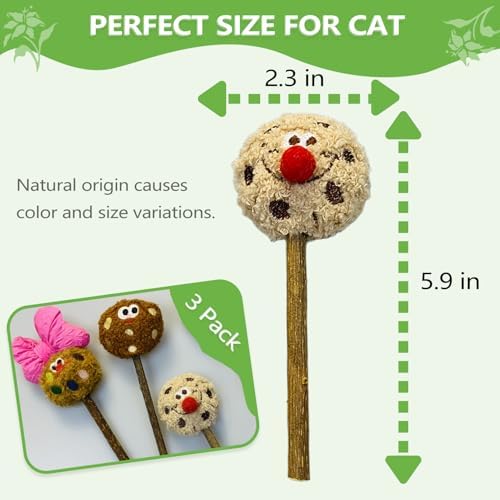 Silvervine Sticks for Cats (3-Pcs), Catnip Lollipop Cat Toy for Indoor Cats, Natural Cat Chew Toys for Kitten Teething and Teeth Cleaning - Image 5