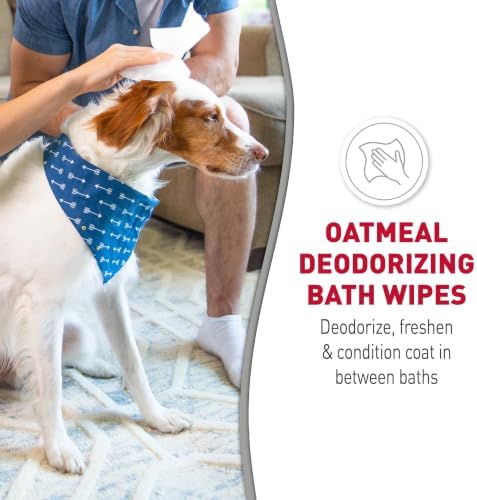 Nature’s Miracle Oatmeal Deodorizing Bath Wipes, 100 Count, Tub-Free Bath Wipes for Dogs Deodorize, Freshen and Condition Coat, Soothing Wipes Help Reduce Itching, with Oat Protein and Aloe Vera - Image 3