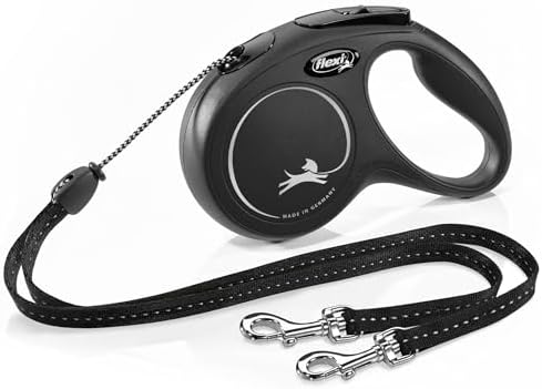 FLEXI® Classic Double Cord Retractable Dog Leash, Small, 16 ft - Black by Flexi