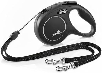 FLEXI® Classic Double Cord Retractable Dog Leash, Small, 16 ft - Black by Flexi